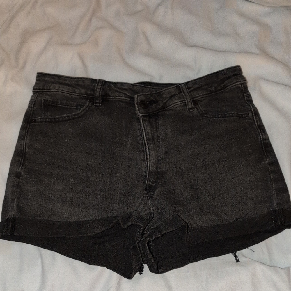 American Eagle Outfitters Black Jean Shorts High-Waisted Cut-Off